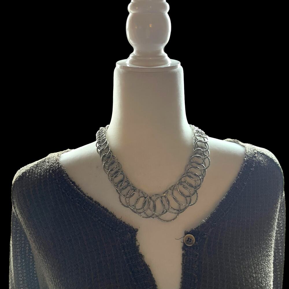 SILVER RINGS NECKLACE, ADJUSTABLE, SUPER STYLISH FASHION JEWELRY- BRAND NEW!